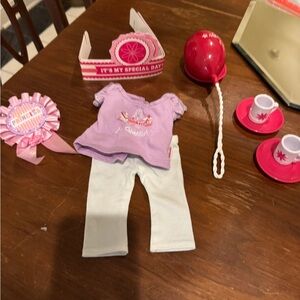 American Girl Doll Purple and White Kids Birthday Set